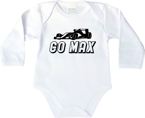 Romper - Go max ! - maat: 56 - lange mouwen - kleur: wit - 1 stuks - rompers - rompertjes - rompertje - geschenk aankondiging - zwanger - geschenk - geschenk cadeau - cadeau - baby