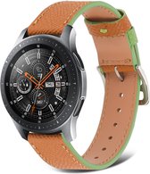 Strap-it Smartwatch bandje leer 22mm - leren horlogeband geschikt voor Samsung Galaxy Watch 3 45mm / Galaxy Watch 1 46mm / Gear S3 Classic & Frontier - Amazfit GTR 47mm / GTR 2 / GTR 3 & 3 Pro / GTR 4 - OnePlus Watch - bruin-groen