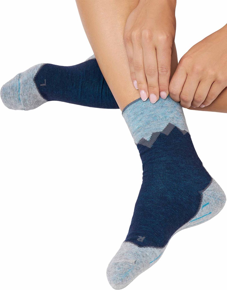 Apu Kuntur sokken - baby alpaca wandelsokken - kleur: blauw-grijs - maat 42-44