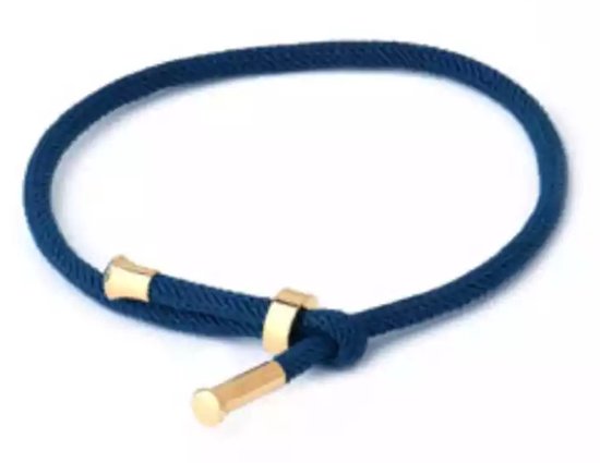 UrbanGoods - Geluksarmband - Nylon Touw Armband - Blauw - 19 Cm - Verstelbaar - Vriendschap armband