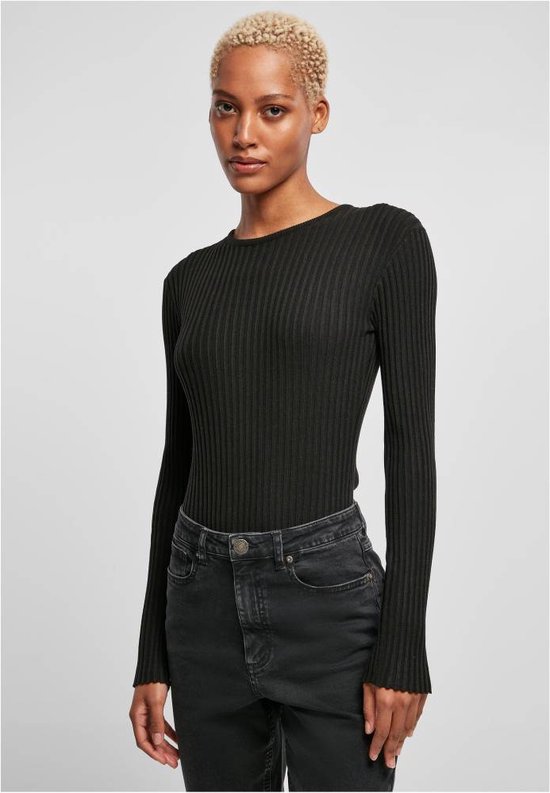 Urban Classics - Rib Knit Longsleeve Bodysuit - 5XL - Zwart