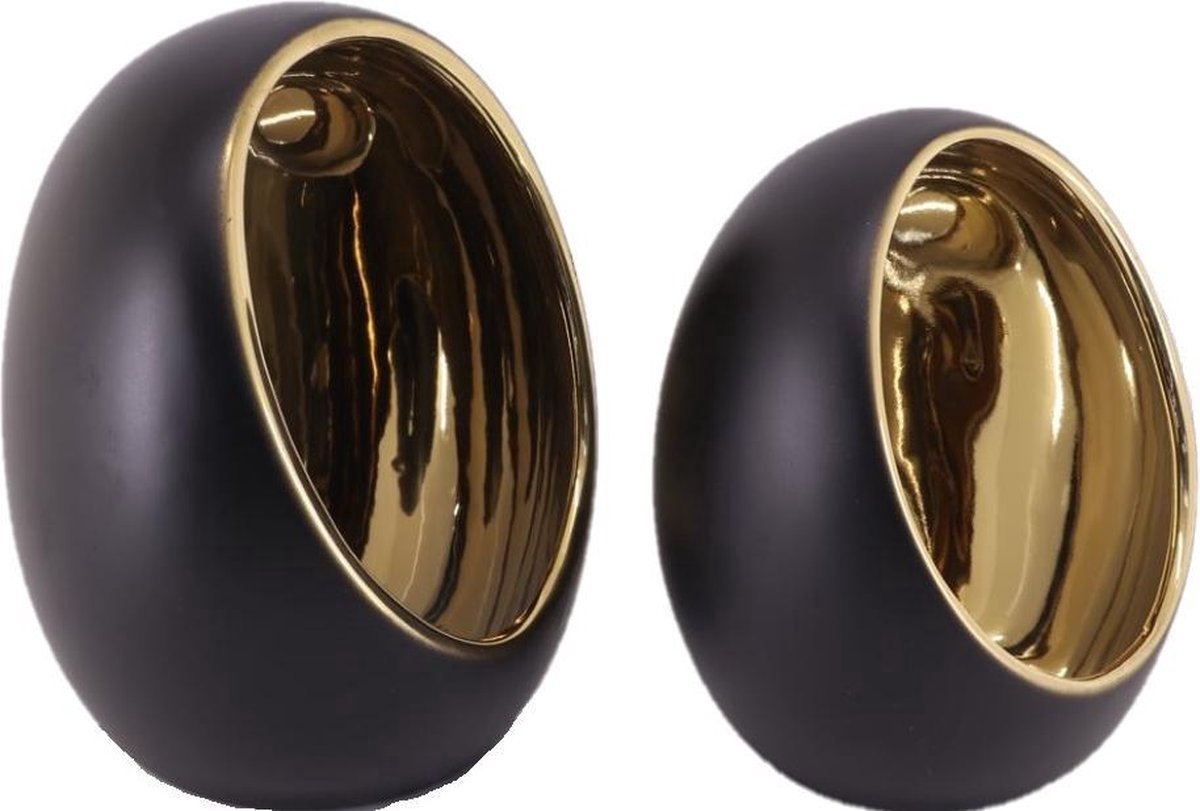 Kaarshouder Lucarelli goud glas, 9x16 cm