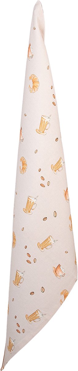 Clayre & Eef Theedoek 50x70 cm Beige Katoen Croissant en Koffie