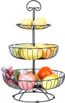 Yorbay Fruitschaal 3-laags Metaal Serveertoren - Zwart - 30 x 30 x 46 cm