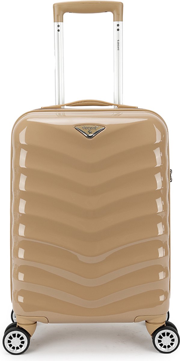 Decent Handbagage Harde Koffer / Trolley / Reiskoffer - 55 x 35 x 20 cm - ExclusivoOne - Beige