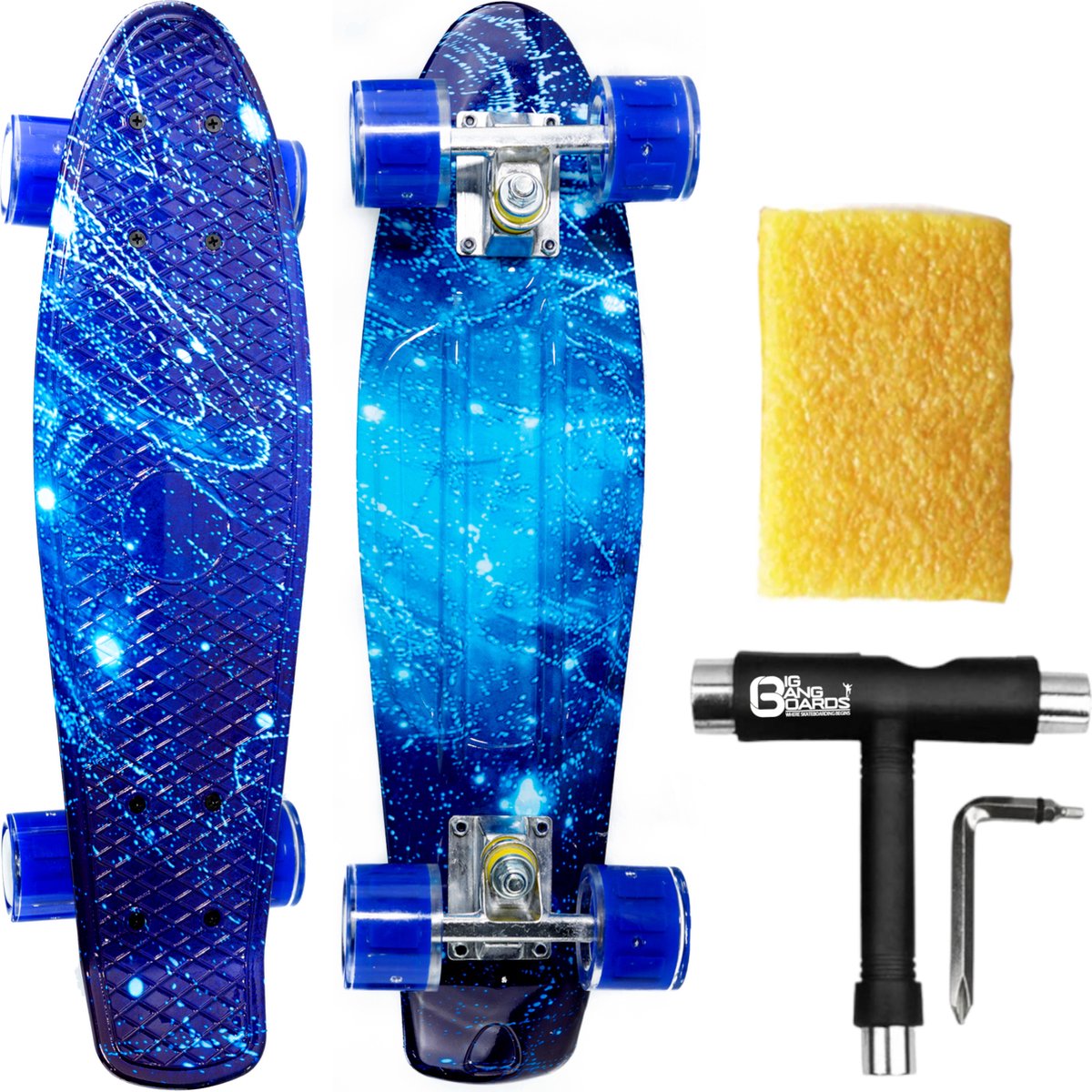 Big Bang Boards® Milky Way – Mini Cruiser – Skateboard Meisjes & Jongens – Pastel – Board Blauw – Skateboard – Penny Board – 22 inch