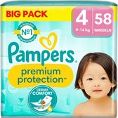 Pampers Babyluier Premium Protection Maat 4 Maxi (9-14 kg), Big Pack, 58 Stuks