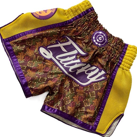 Fluory Muay Thai Kickboxing Shorts Square Geel MTSF82 maat L