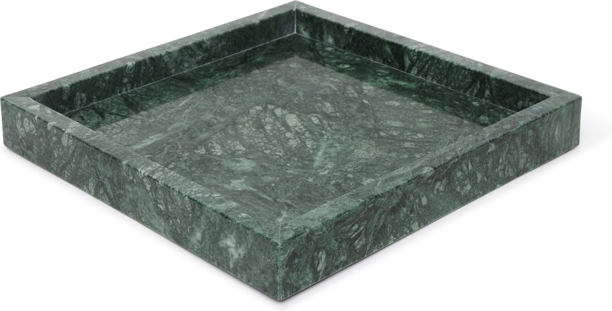 MOOISA - Marmer - Marmer groen dienblad - tray 30x30cm - rond marmer dienblad - vierkant marmer dienblad - decoratie schaal - tapasplank - serveerplank