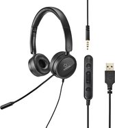 Renkforce RF-HS-360 On Ear headset Computer Kabel Stereo Zwart Volumeregeling, Microfoon uitschakelbaar (mute)