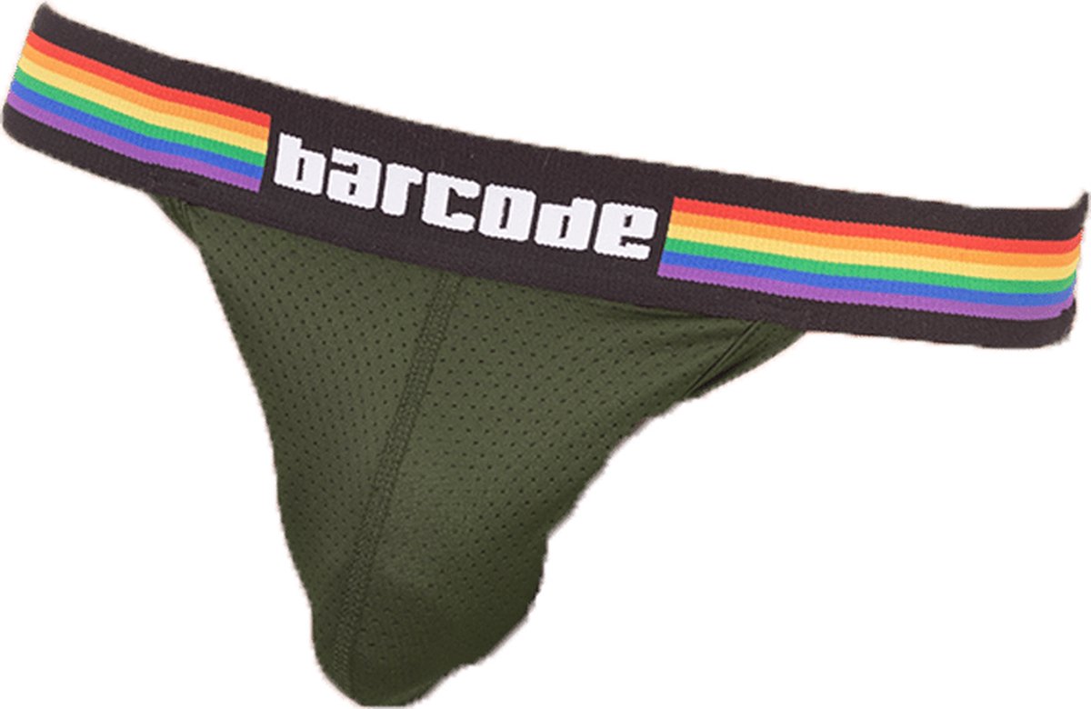 Barcode Berlin Pride Jockstrap Olive - MAAT S - Heren Ondergoed - Jockstrap voor Man - Mannen Jock