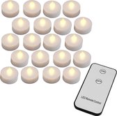 Bougies chauffe-plat LED - 20 pièces blanc chaud - avec télécommande et piles