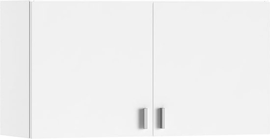 2-deurs hangkast Memphis Wit Wit - Breedte 100 cm - Hoogte 53 cm - Diepte 35 cm - Met planken - Met openslaande deuren