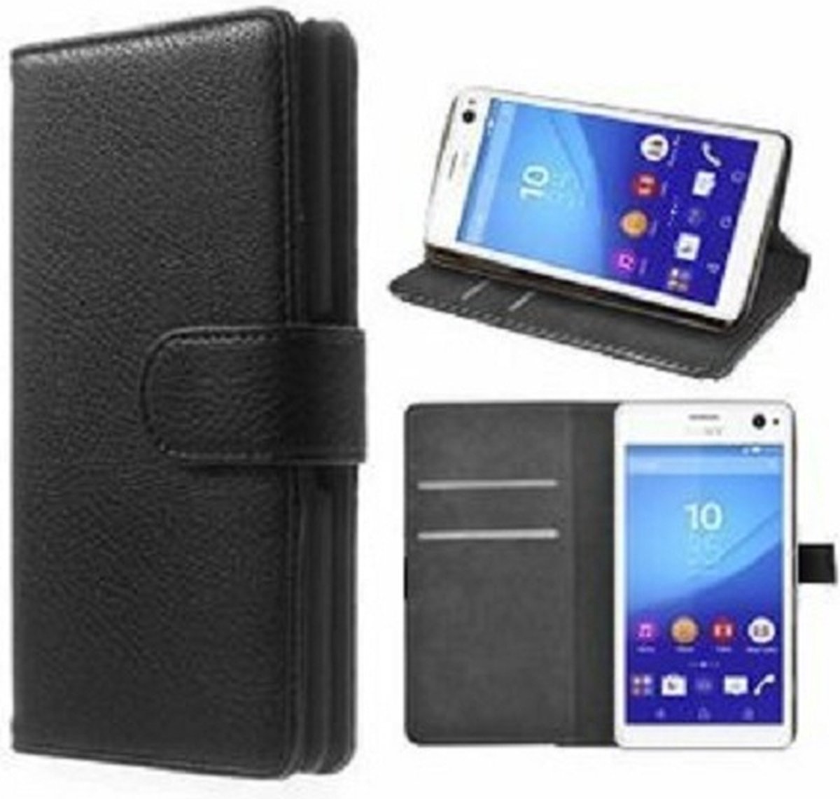 Sony Xperia C4 Hoesje Met Pasjeshouder Bookcase Zwart