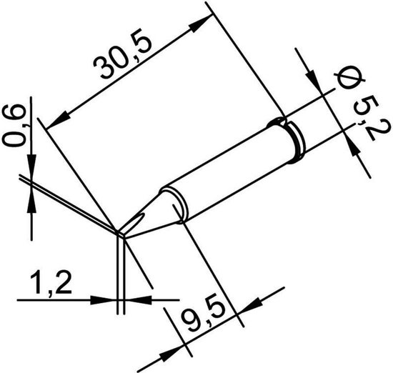 Foto: Ersa serie 102 soldeerpunt beitelvorm recht grootte soldeerpunt 1 2 mm inhoud 1 stuk s 