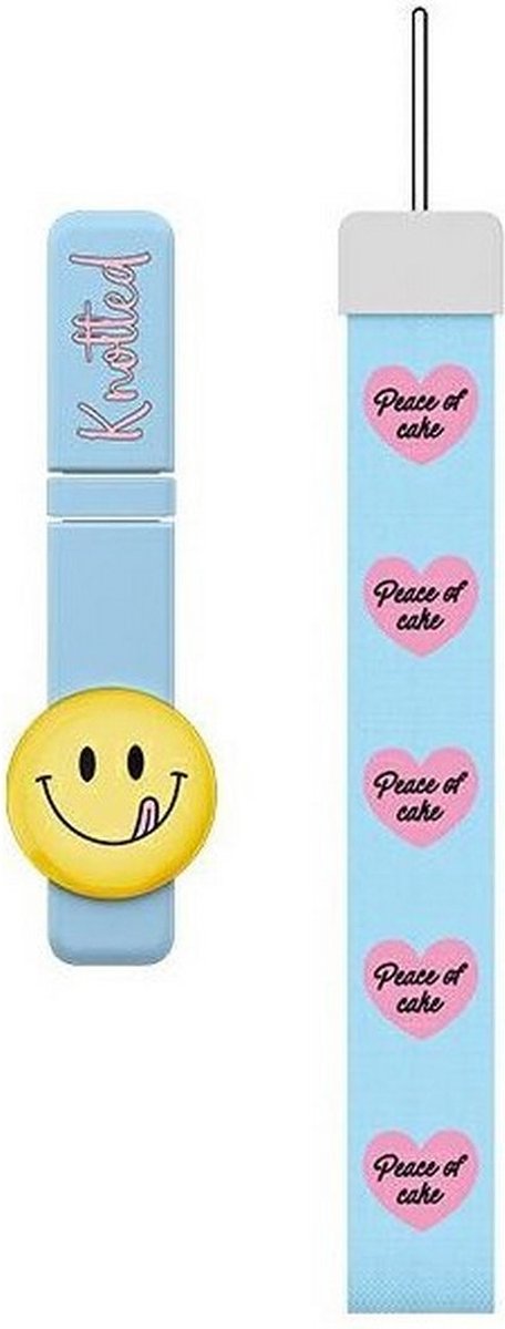 Knotted Smiley Design Stand met Strap voor Protective Standing Cover - Blauw