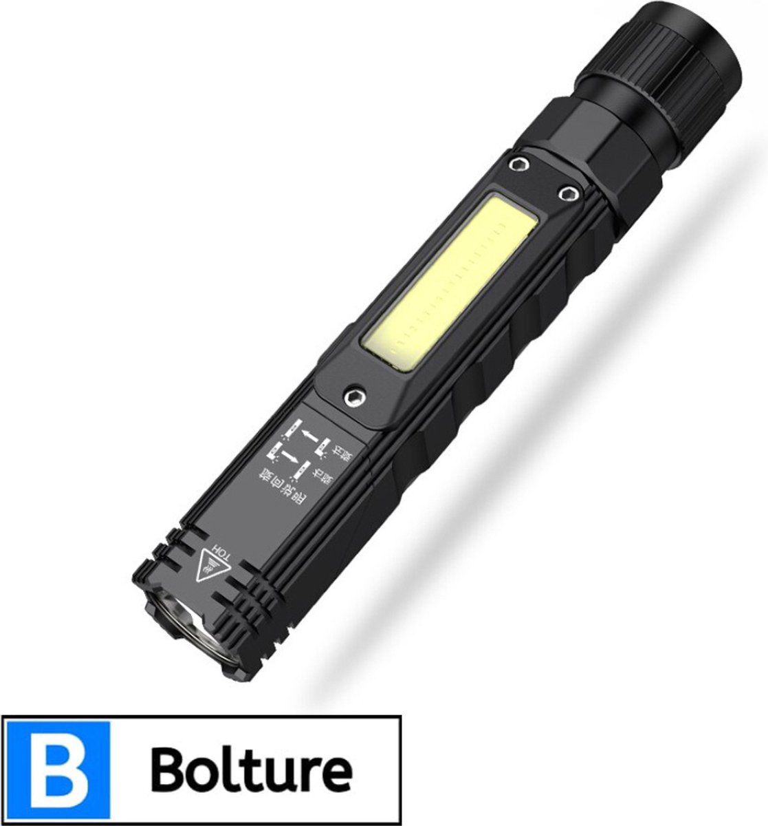 Bolture Zaklamp LED Oplaadbaar - USB Oplaadbare Zaklamp - Militaire Noodverlichting - Waterdicht - Inclusief Batterij - 500 Lumen