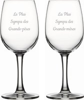 Witte wijnglas gegraveerd - 26cl - Le Plus Sympa des Grands-Pères & La Plus Sympa des Grands-mères