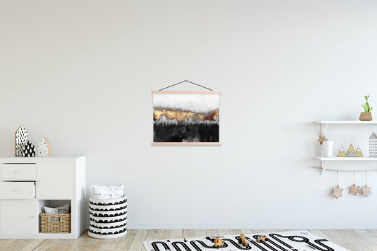 Support pour affiche avec affiche 40x30 cm - Affiche scolaire - Gold - Chic - Abstrait - Affiche textile - Lattes vierges