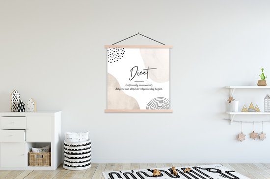 Support pour affiches avec affiche 120 x 120 cm - Affiche scolaire - Dictons - Citations - Régime - Dictionnaire - Définition de régime - Affiche textile - Lattes vierges