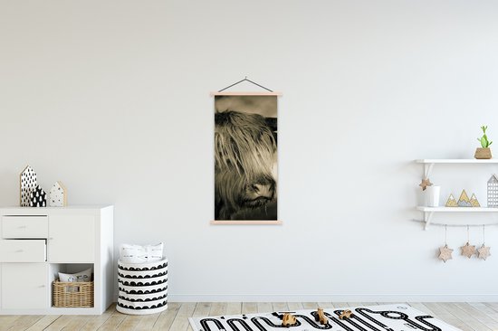 Support pour affiches avec affiche 60 x 120 cm - Affiche scolaire - Highlander écossais - Animaux - Cheveux - Affiche textile - Lattes vierges