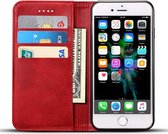 Mobiq - Premium Lederen Wallet Hoesje iPhone SE (2022 / 2020)/8/7 - rood