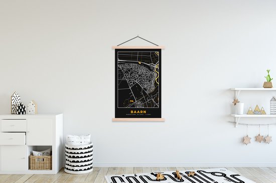 Porte-affiche avec affiche - Affiche scolaire - Plan de la ville - Baarn - Or - Carte - Carte - 120x180 cm - lattes vierges