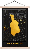 Posterhanger incl. Poster 40x60 cm - Schoolplaat - Kaart - Plattegrond - Stadskaart - Nederland - Nannewijd - Textielposter - Blanke latten - Plattegrond