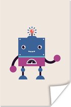 Poster Zwaaiende robot tegen een lichtbruine achtergrond - 40x60 cm