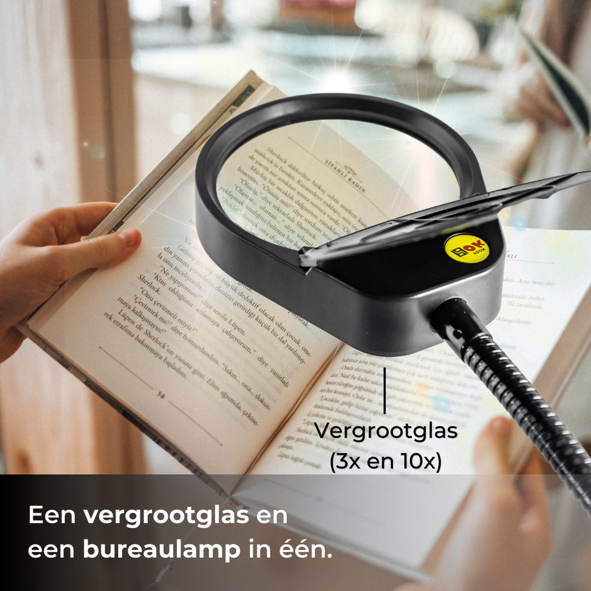 Loeplamp Vergrootglas - Loeplamp Met LED Verlichting - Voor Kinderen Met Tafelklem   Vergrootglas Met Verlichting Earkings 8720256892298