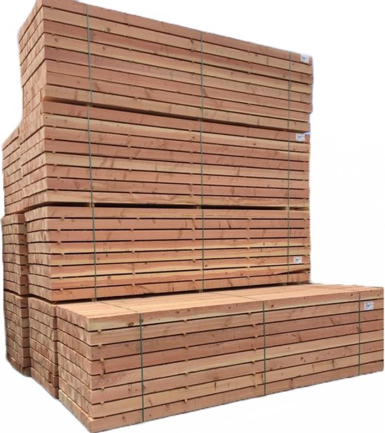 Tuinhout - Houten palen - Douglas paal fijnbezaagd - 12x12x400 cm - Mooie betaalbare paal voor in uw veranda, overkapping of pergola.