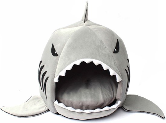 MikaMax Haai Hondenmand - Kattenmand - Dierenmand - Huisdierkussen - Mand of Bed - Origineel - Extra Zacht Materiaal - 42 x 42 x 36 cm