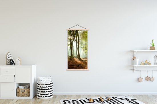 Porte-affiche avec affiche - Affiche scolaire - Forêt - Soleil - Saisons - Paysage - 60x120 cm - lattes vierges