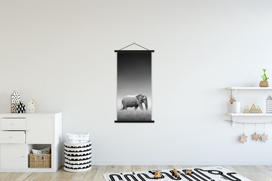 Porte-affiche avec affiche - Affiche scolaire - Éléphant - Animaux - Paysage - Zwart et blanc - zèbre - 60x120 cm - Lattes noires