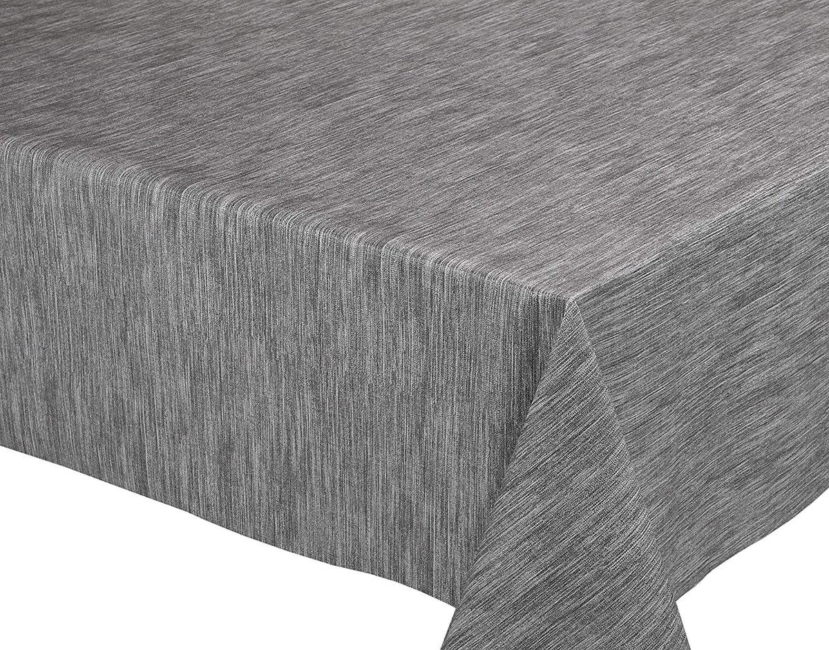 BEAUTEX Georginias grijs tafelzeil tafelkleed afveegbaar tuintafelkleed ROND OVAAL VIERKANT, maat selecteerbaar (Vierkant 140x220 cm)