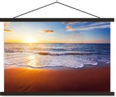 Porte-affiche avec affiche - Affiche scolaire - Plage - Mer - Soleil - Horizon - 120x80 cm - Lattes noires