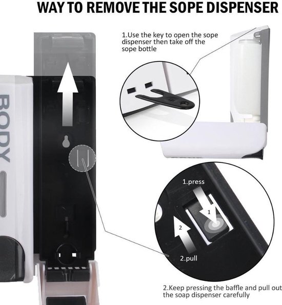MEKOTRIN Zeepdispenser, wandbevestiging, dispenser voor wandmontage, vloeibare zeepdispenser, handzeepdispenser, badkamer, douchegel, wasmiddel voor hotel thuis (Goud MEKOTRIN Zeepdispenser, wandbevestiging, dispenser voor wandmontage, vloeibare zeepdispenser, handzeepdispenser, badkamer, douchegel, wasmiddel voor hotel thuis (Goud