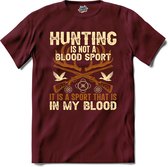 Hunting Is Not A Blood Sport | Jagen - Hunting - Jacht - T-Shirt - Unisex - Burgundy - Maat XL