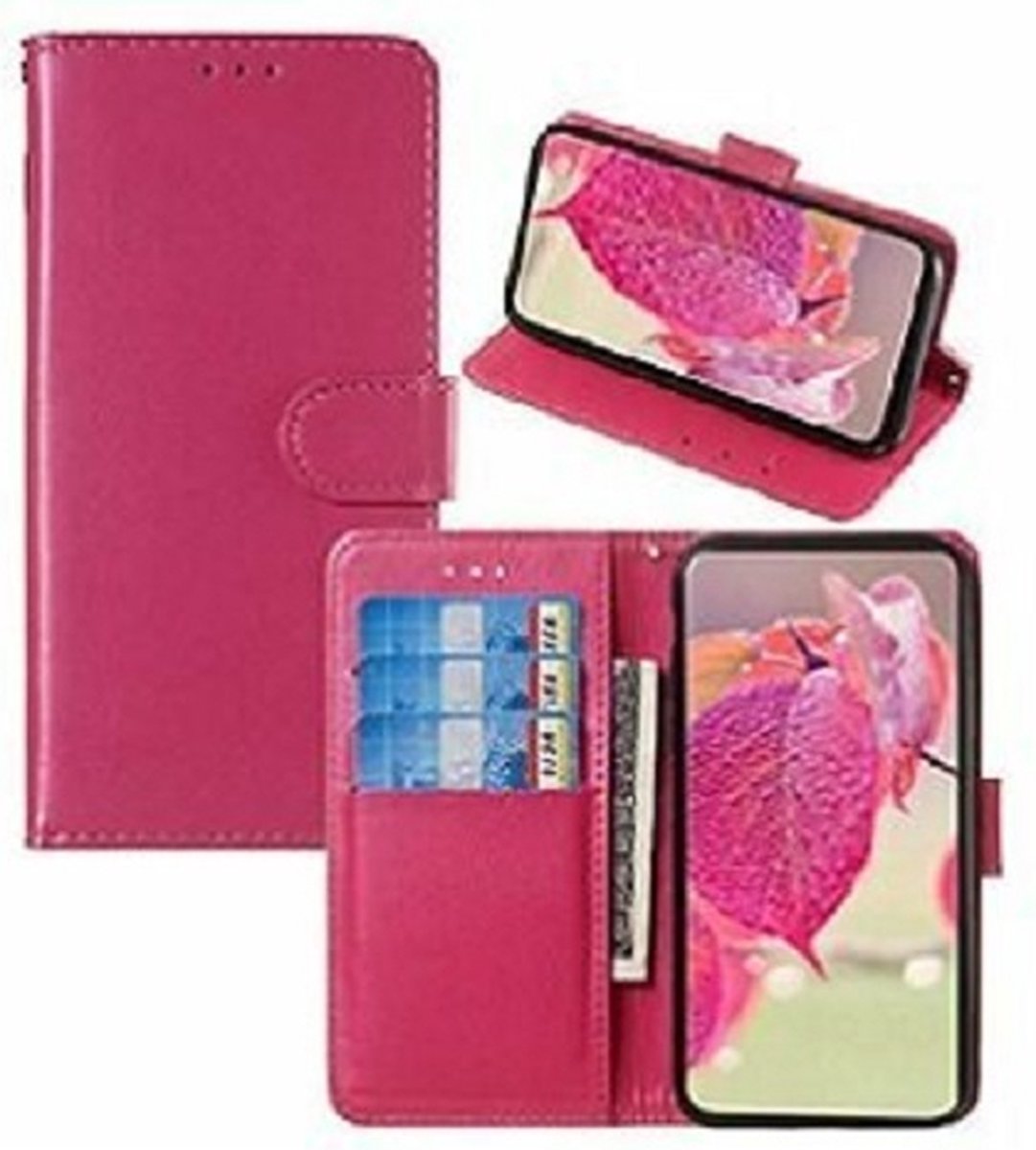 Samsung M20 Hoesje Met Pasjeshouder Bookcase Roze