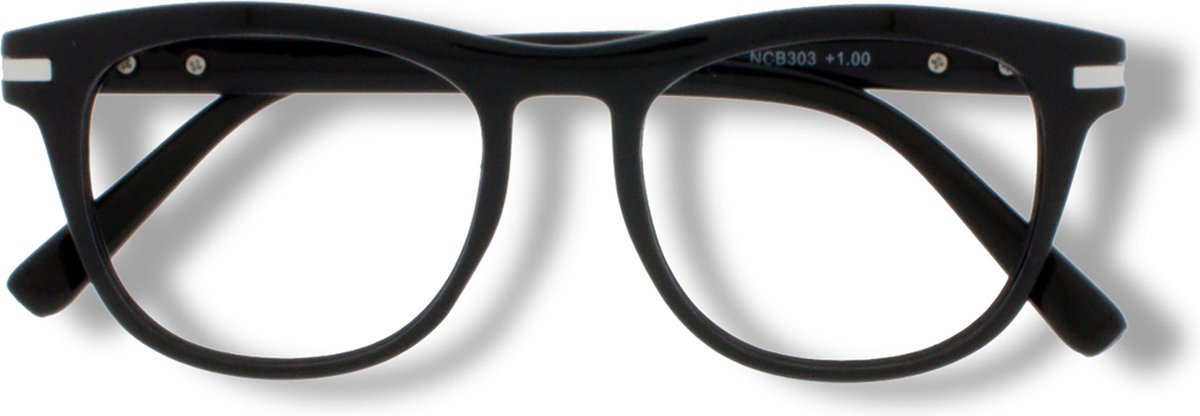 Noci Eyewear NCB303 Brad Leesbril +4.00 Zwart - Zilverkleurig insert