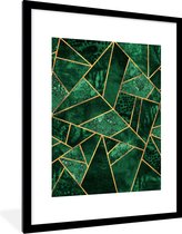 Fotolijst incl. Poster - Smaragd - Goud - Abstract - Patronen - 60x80 cm - Posterlijst