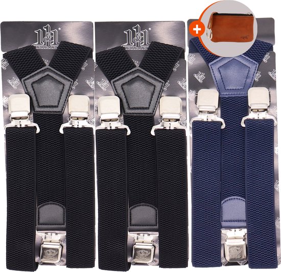 Witte Bretels met 4 extra sterke clips | Bretels | Flores' Lederwaren