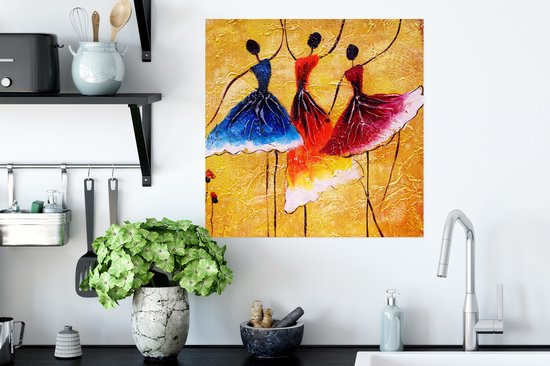 Poster Tableau - Femmes - Robe - Peinture à l'huile - 50x50 cm