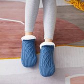 Urbankr8® - Nieuwe Geweven En Fluwelen Indoor Sokken Pantoffels - warme sloffen - pantoffels - sokken - Midden Blauw