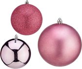 Kerstballen Ø 10 cm 6 Stuks Roze Plastic
