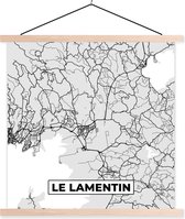 Porte-affiche avec affiche - Affiche scolaire - Carte - Plan - Plan de la ville - France - Le Lamentin - 60x60 cm - Lattes vierges
