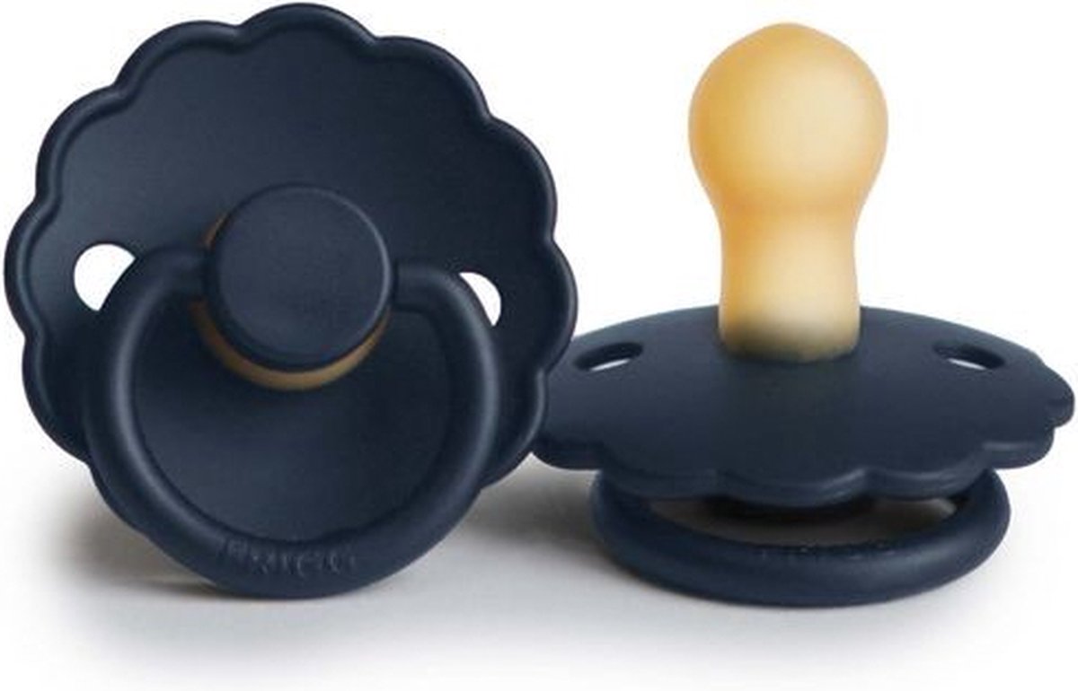 Goedkoopste Frigg fopspeen latex - Daisy - dark navy /0-6 maanden