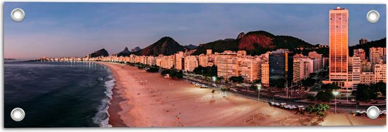 Tuinposter – Boulevard van Copacana Beach in Rio de Janeiro, Brazillië - 60x20 cm Foto op Tuinposter (wanddecoratie voor buiten en binnen)