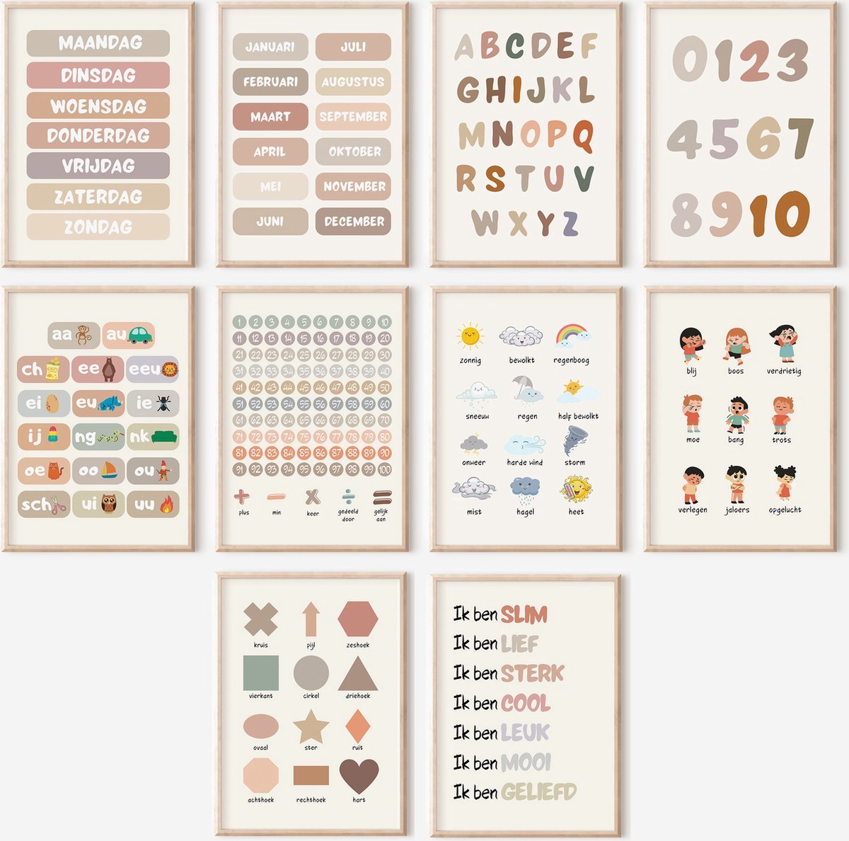 No Filter 10 educatieve posters - 30x40 cm / A3 formaat - informatieve posters - Nederlandstalig - School posters - Klaslokaal posters Boho