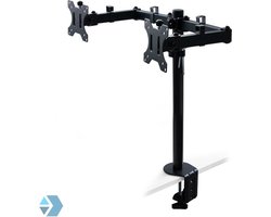 Eleganca Dubbele monitorstandaard 13 tot 32 inch voor tafel - Monitor arm - Monitor beugel - Tot 8 kg per arm - MAX VESA 75x75 mm - 100x100 mm - Staal - Zwart